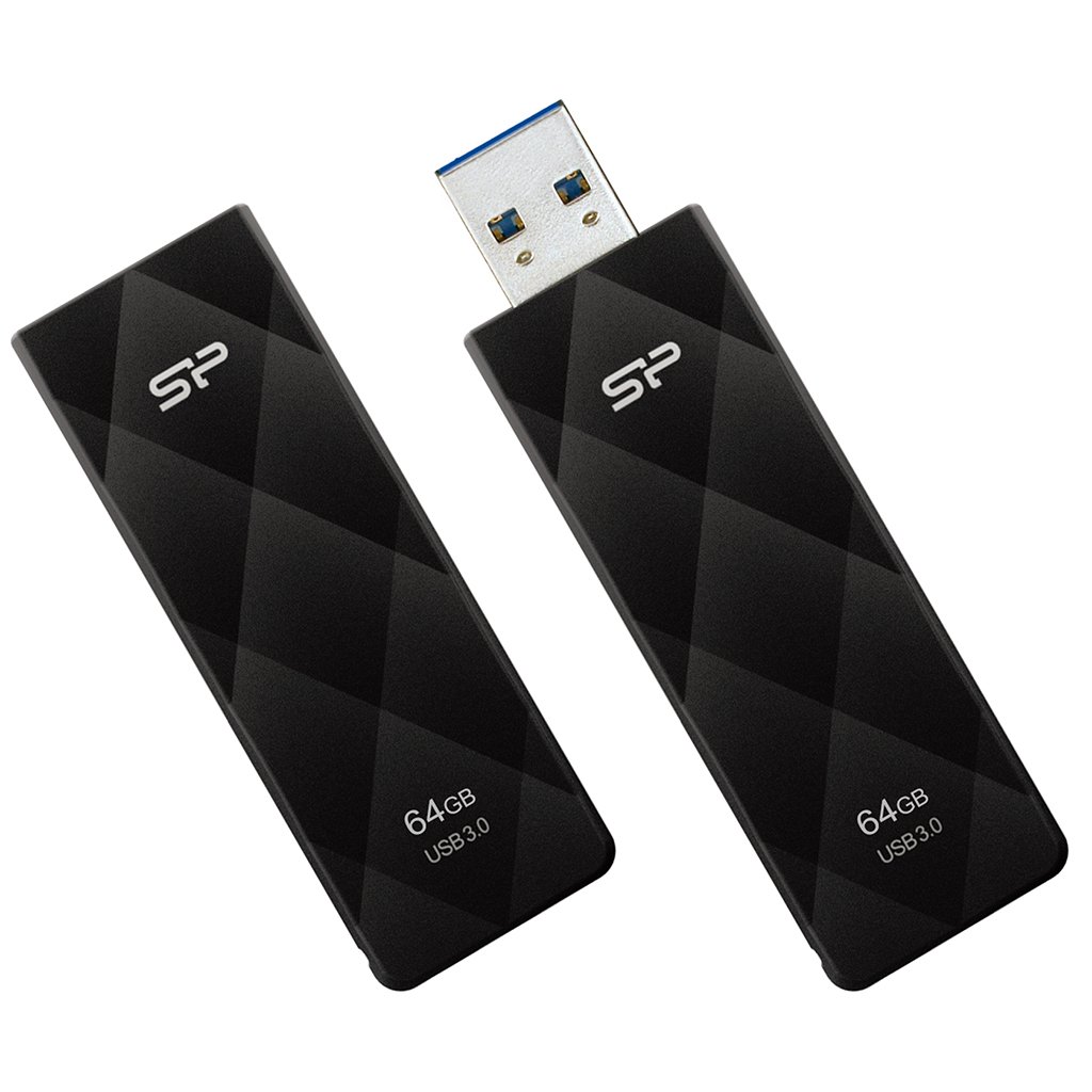Silicon Power SP064GBUF3B20V1K Blaze B20 Chiavetta USB 3.0 da 64 GB, Lettura/Scrittura 50/10 MB/s, Nero