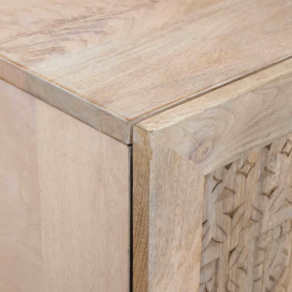 vidaXL Haut Armoire Blanc 60 x 33 x 100 cm Bois de manguier Massif, Buffet Fonctionnel, Meuble de Rangement Moderne, élégant en Bois de Mangue, Parfait pour Salle à Manger