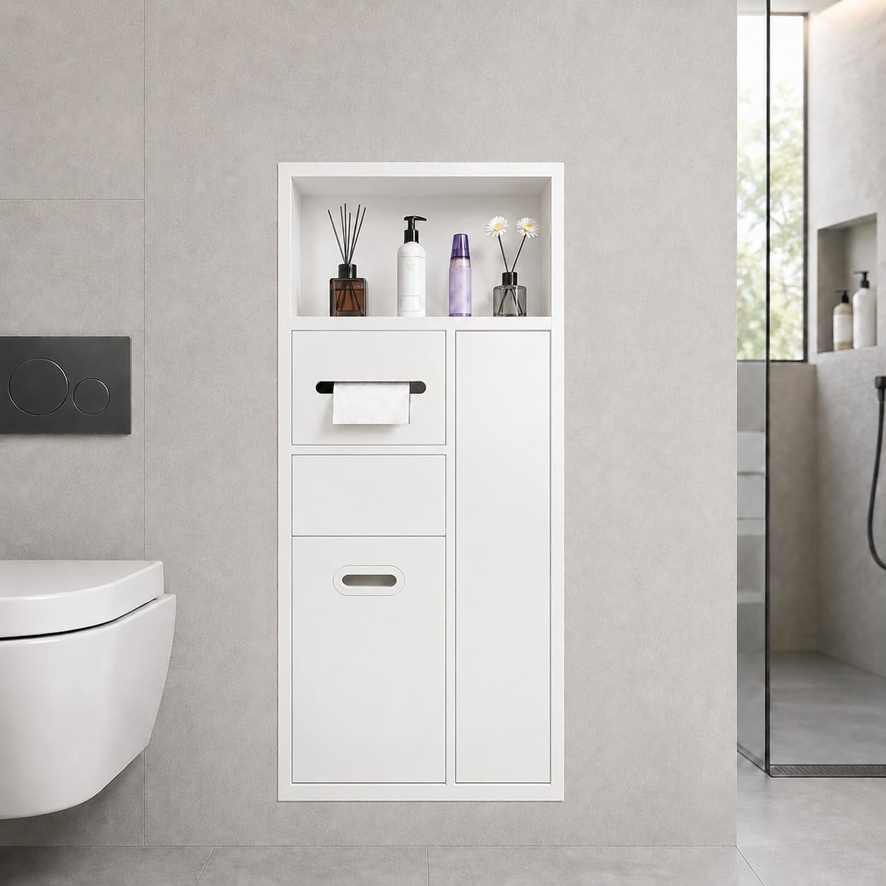 Recessed Toilet Roll Holder|Trash Can Niche Bathroom|Paper Niche