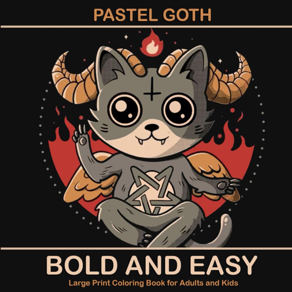 Pastel Goth - Bold and Easy Coloring Book: 40 Large Print and Simple Creepy Coloring Pages for Adults to Stress Relief and Relaxation (Bold and Easy Coloring Books)