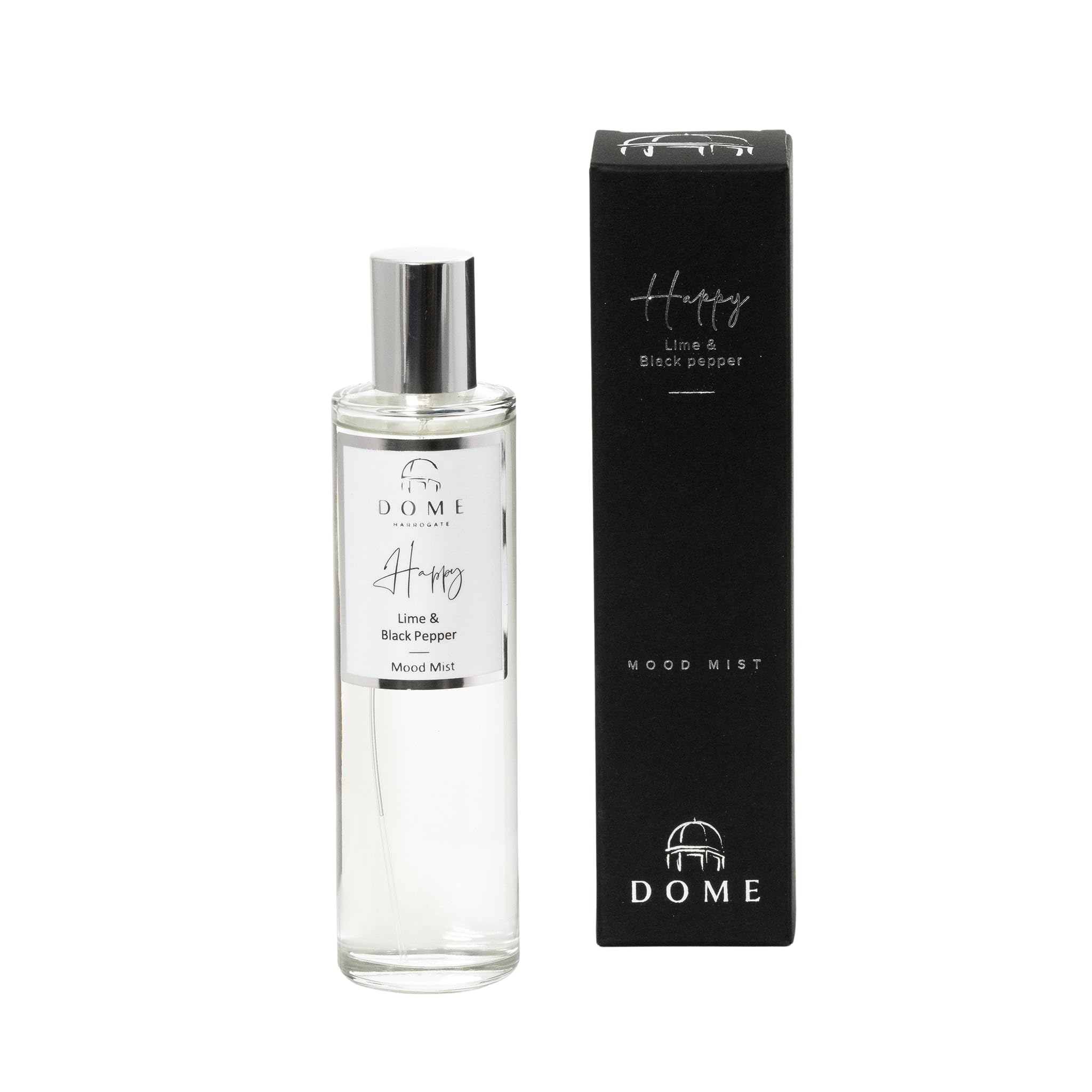 Dome of Harrogate HAPPY Lime & Black Pepper Mood Mist – 100ml – Invigorating, Uplifting Fragrance for Home & Personal Use – Perfect for Positivity & Energy Boost
