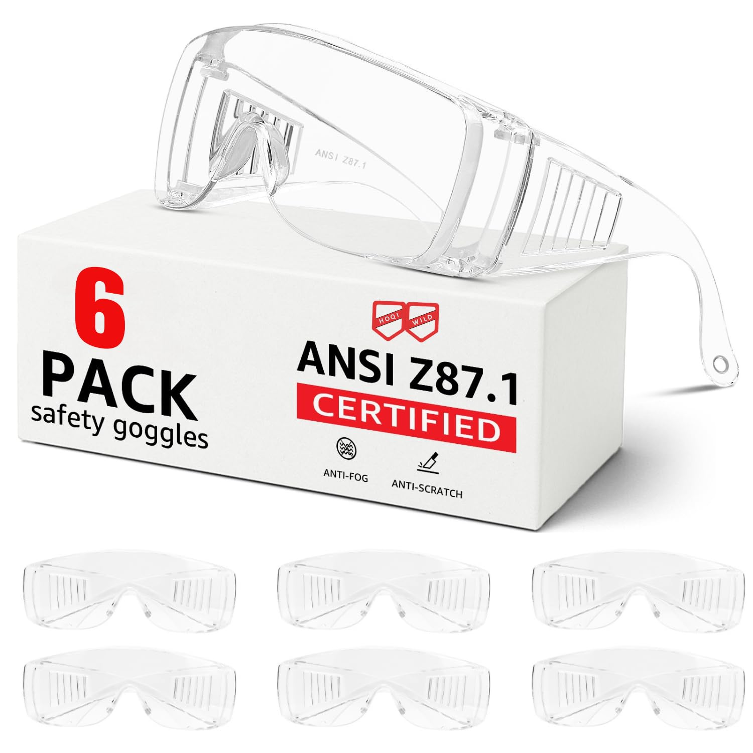 Anteojos de seguridad con lentes antivaho y resistentes a los arañazos, ANSI Z87