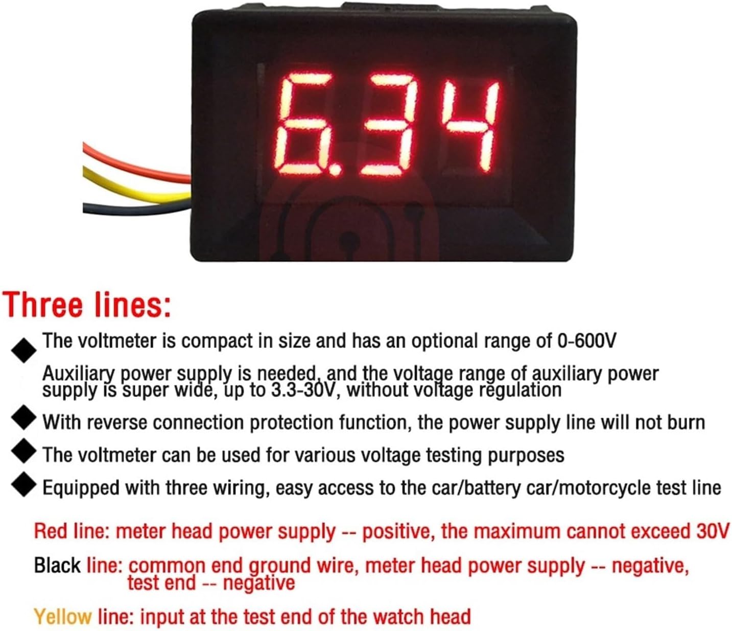 DC 0-300V DC 0-600V 0.36" LED Digital Voltmeter Voltage Meter Volt Instrument Tool Display 110V 220V DIY 0.36 Inch(Blue 0-300V)(Green 0-300V)
