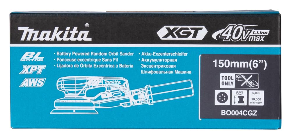 Makita BO004CGZ 40V Max Li-ion XGT 150mm Lijadora orbital aleatoria sin escobillas, baterías y cargador no incluidos