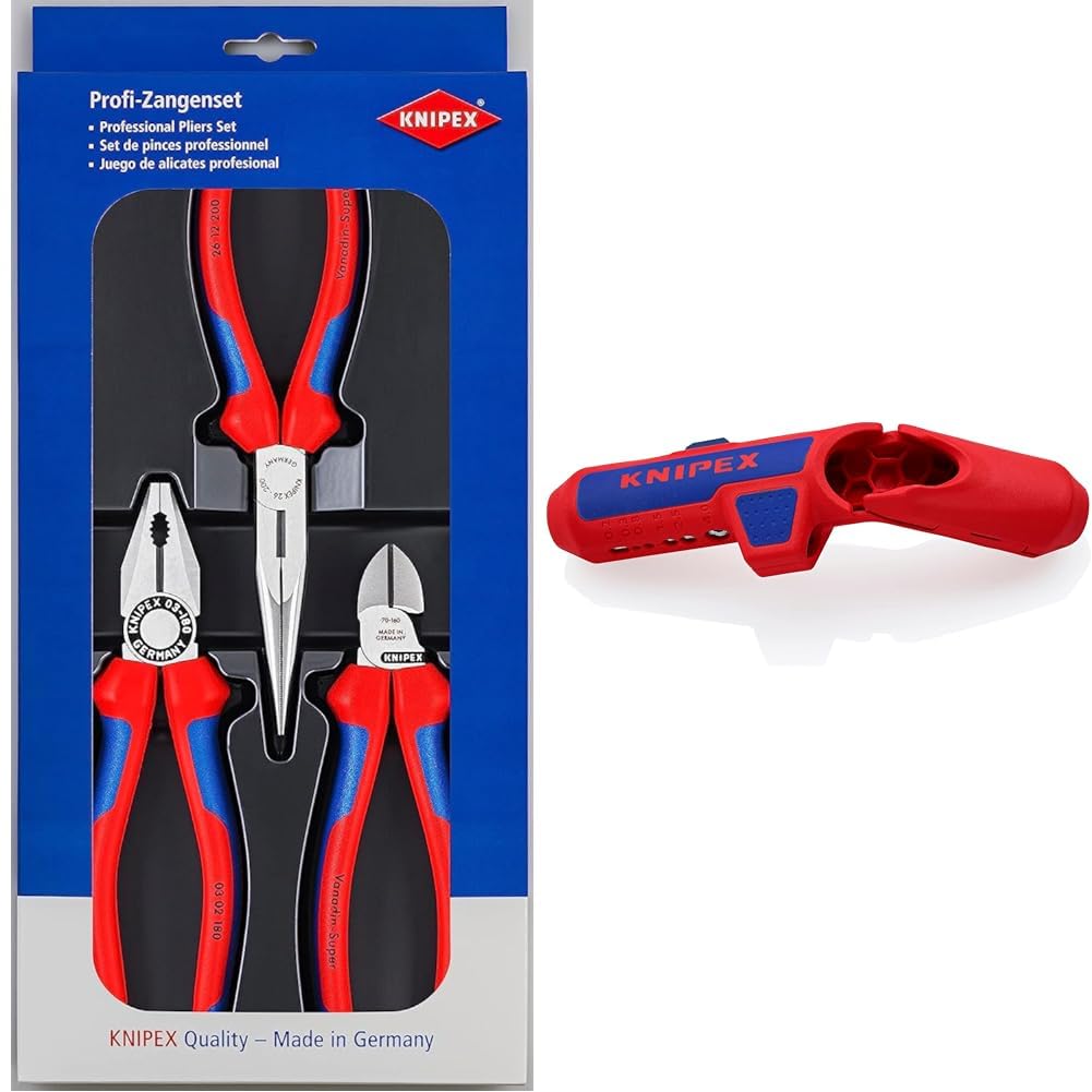Knipex Zestaw szczypiec do prac warsztatowych i serwisowych karta do sprzedaży w systemie & Uniwersalne narzędzie do ściągania izolacji KNIPEX ErgoStrip, pakiet samoobsługowy