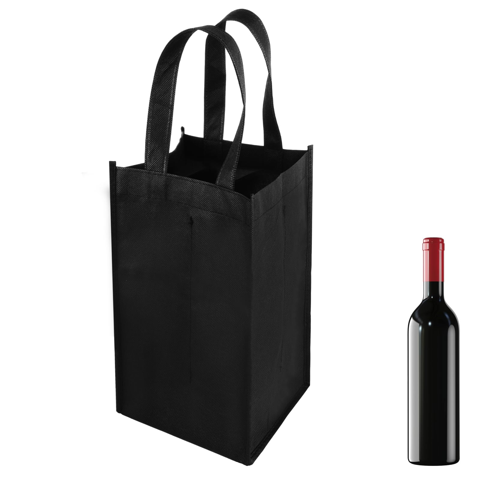 TIESOME 4 Bottle Wine Bags for Travel, Wine Carrier Tote, Waterproof Carrier Wine Bottle Holder Bag Reusable Wine Gift Bag Portable Grocery Bags with Base Plate & Carry Handle for Wine Lover Gift