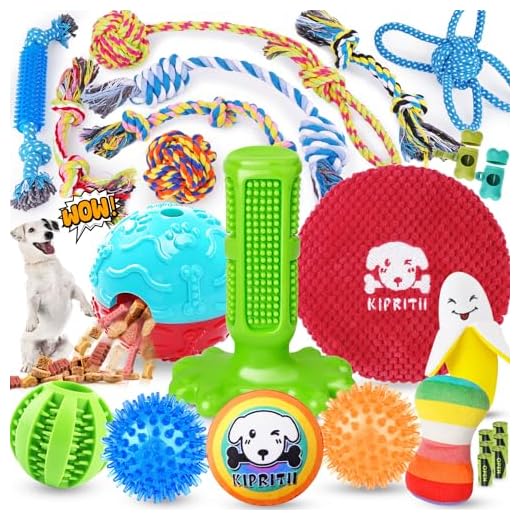 KIPRITII 25 Pack Various Puppy Dog Toys for Teething, Entertainment & Interaction, Puppy Chew Toys Pack with Rope Toy, Treat Balls and Dog Squeaky Toys for Puppies & Small Dogs