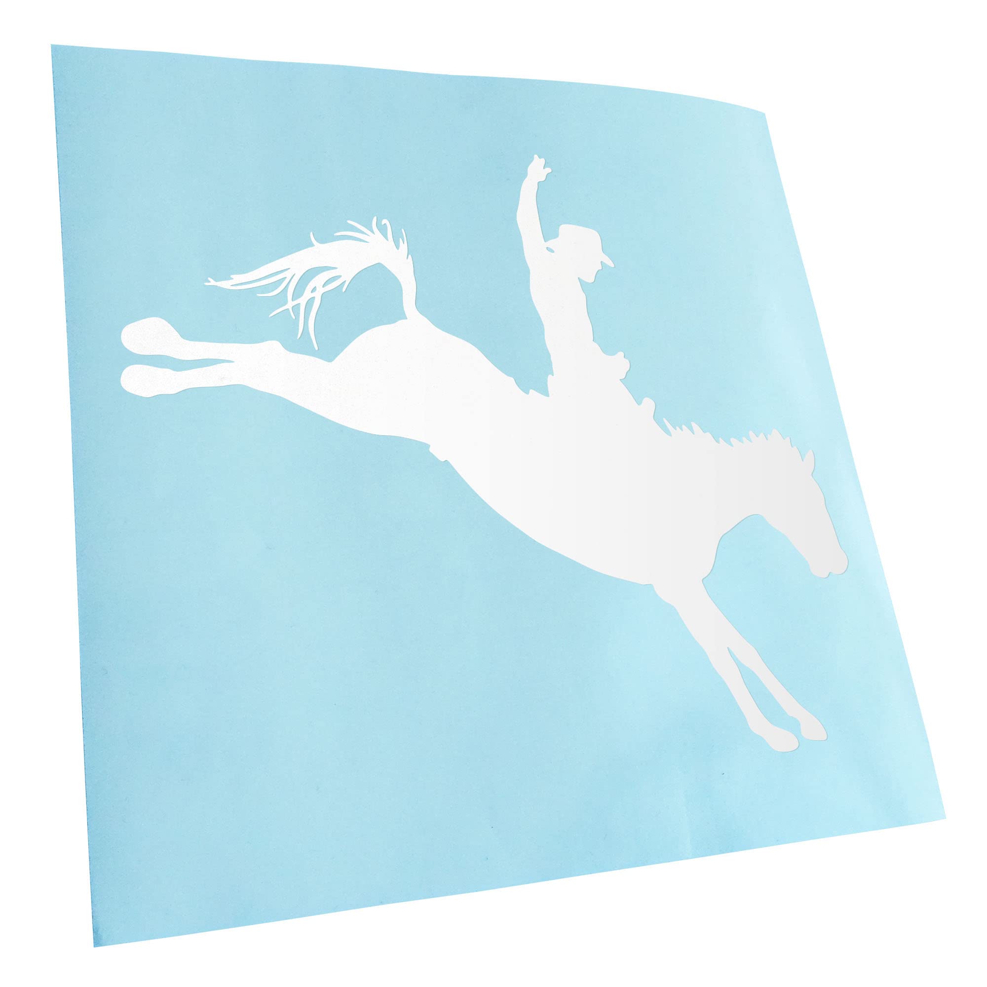 Kiwistar - Car Sticker - White - 40 x 33 cm Cowboy with Horse Rodeo Sticker for Car, Laptop, Bicycle, Truck, Motorcycle Multi-Coloured JDM Decal Racing