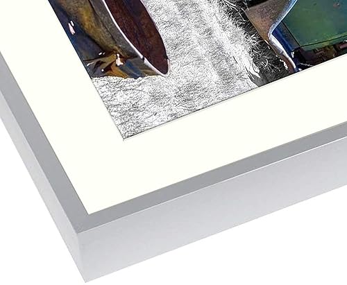 Vista 460 de Golden State Art - Marco de fotos de aluminio satinado clásico de 8 x 10 con alfombrilla de color marfil para fotos de 5 x 7 y cristal real, Dorado