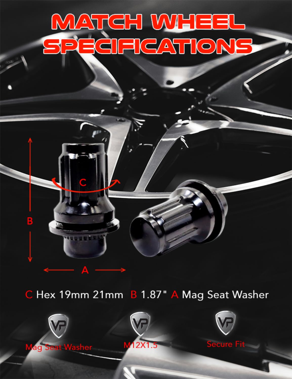 Chave De Roda Veritek - Jogo Com 4 Peças, 12x1,5mm, Para Toyota