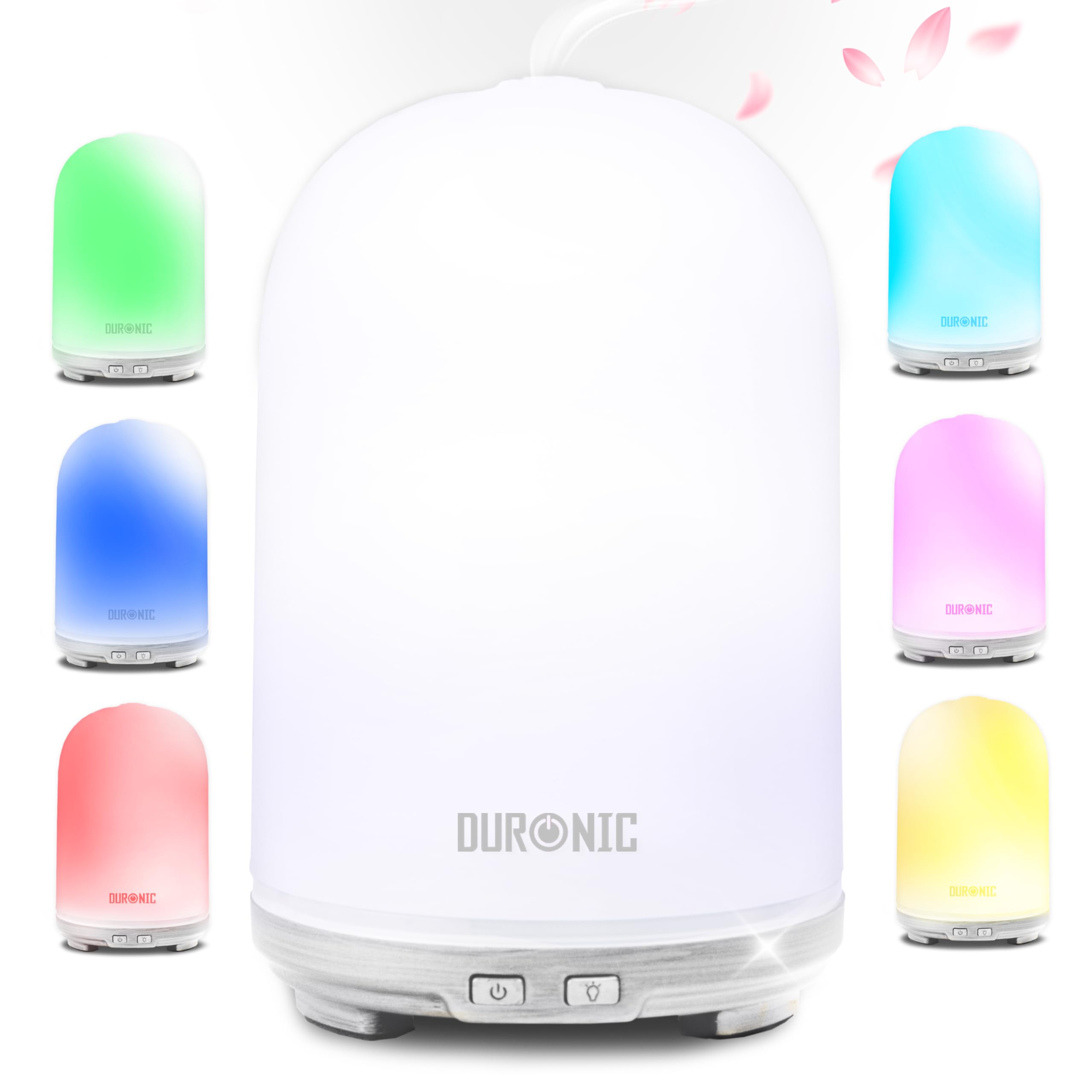 Duronic Whtie And Silver Essential Oil Diffuser Ad13, 100Ml Electric Aroma Diffuser Compact Ultrasonic Aromatherapy Diffusers For Home Office Bedroom Spa With 7 Led Lights Oil Scented Humidifier For Relaxation Sleep