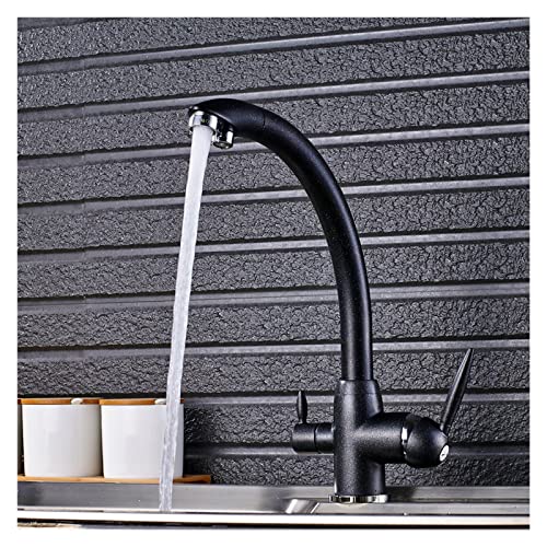 Robinet de cuisine blanc à 3 voies filtration intégrée et double sortie eau - Modèle Or doré