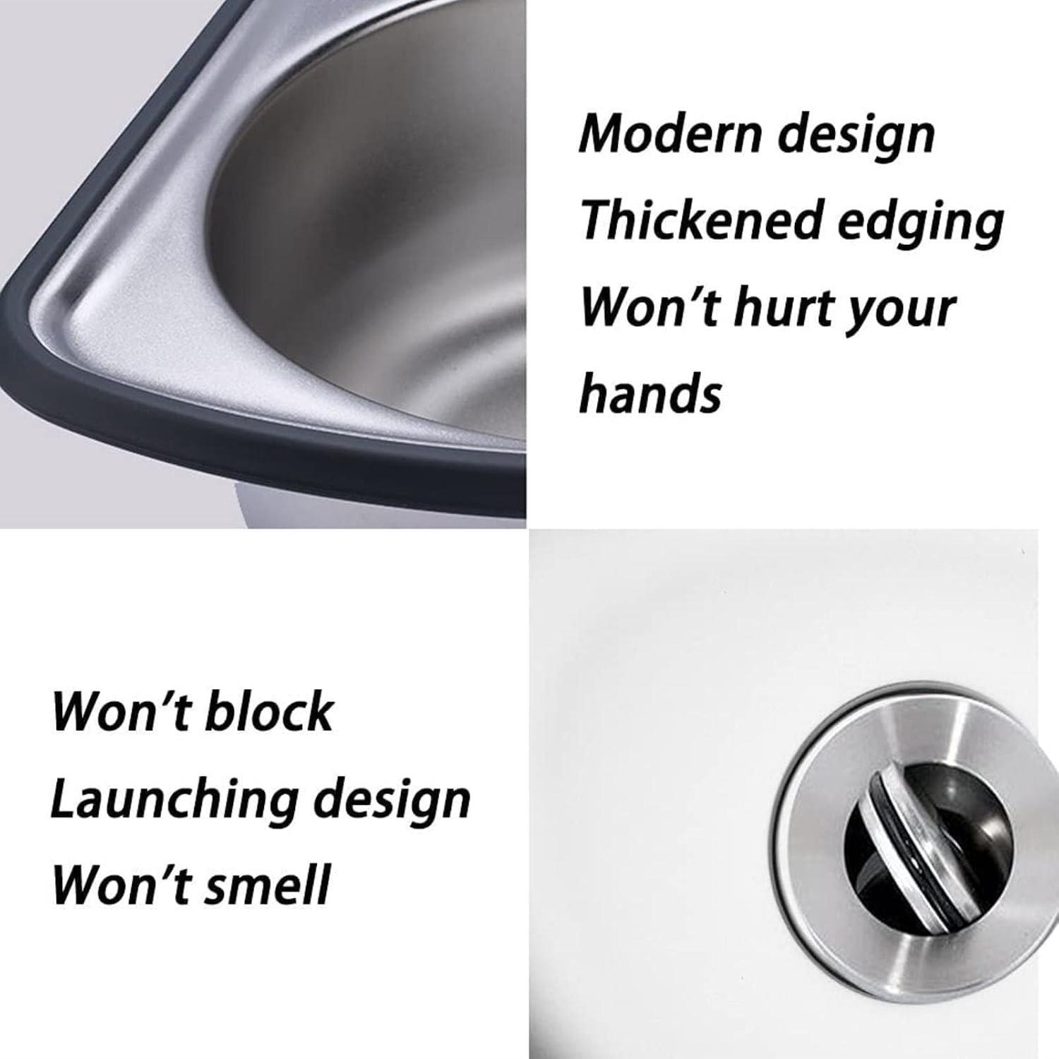 Kitchen Sinks Wall-Mounted Sink Single Bowl Bar Triangle Prep Sink?Multifunctional Sink RV Sink Handmade Stainless Steel with Faucet Drain (Color : Silver Size: 45x38x15.7cm)