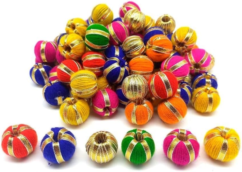 PRANSUNITA Multicolor Gota Round Balls for Art Work Diwali, Lohri, Vandanwar Wall Decoration, Handcrafted- Size- 2cm – 90-100 Pcs - GOTA Multi Balls