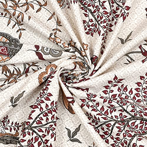 Image of BLOCKS OF INDIA 200Tc Diwan Set Cotton 8 Piece | Deewan Printed Bedsheet Sets For Living Room Hall (Set Of 8 Piece, 1-Bed Sheet | 2-Bolster Cover | 5-Cushion Cover (Color 11), Brown