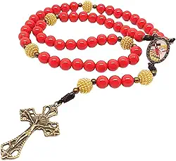 Terço Crisma Contas ABS 8mm Vermelho