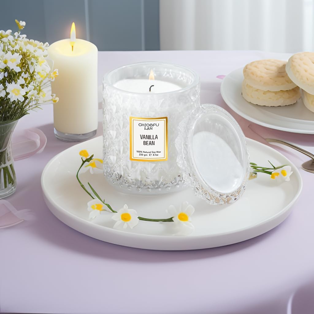 Chloefu LAN Vanilla Bean Highly Fragranced Candle Gifts for Women, Mothers Day Candle Gift, Natural Wax Candle for Home Scented, Up to 55 Hour Burn time - 8.1 Ounce Premium Soy Wax - Image 4