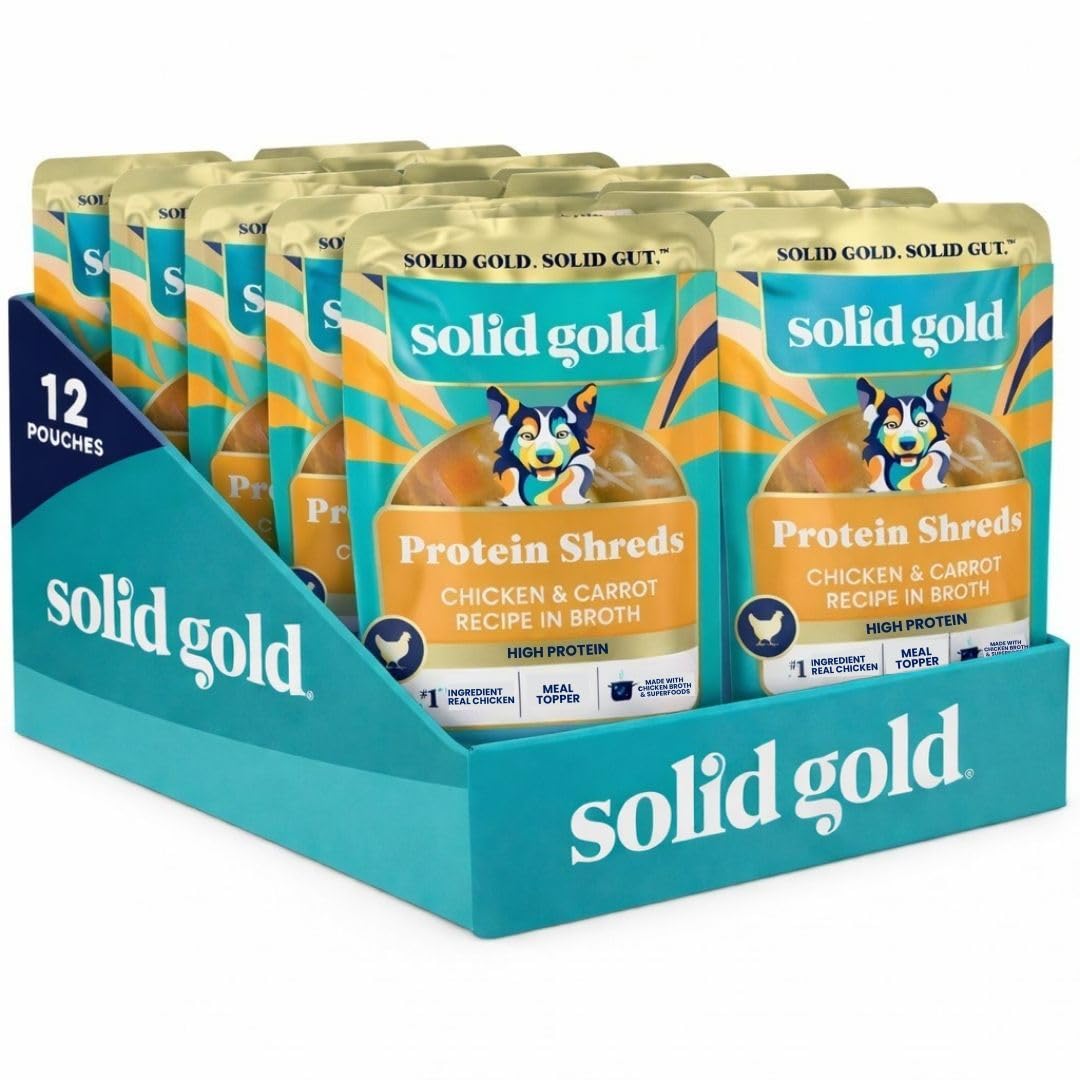 Solid Gold Chicken &amp; Broth Dog Food Topper for Picky Eaters, 12 Pouches