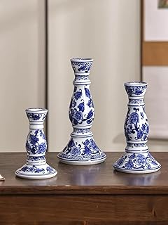 Blue and White Porcelain Ceramic House Candle Holder Chinese Traditonal ...