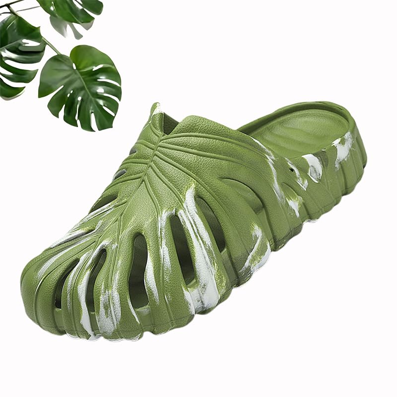Monstera Shoes，Plant Shoes for Women and Men，Anti-Slip Soft Plant Print Slides Indoor and Outdoor