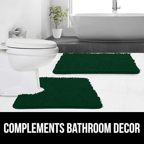 Miniatura 9 de Gorilla Grip - Tapete de baño afelpado, absorbente, peludo, de felpilla, para base de inodoro ovalada, con reverso de caucho, suave, de microfibra,