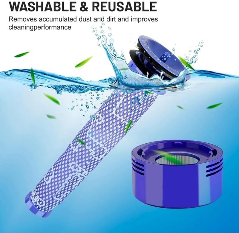 Y37A-Dust Bin Lid + Pre&Post HEPA Filter Set Replacement，Compatible For Dyson， V7 V8 Vacuum Cleaner, Canister Dirt Cup Lid Accessories