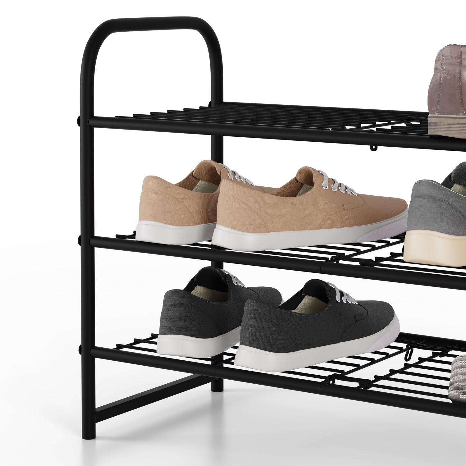 Lenmar, SHM 3 Étagère à Chaussures à 3 Niveaux En Métal Pour 6 à