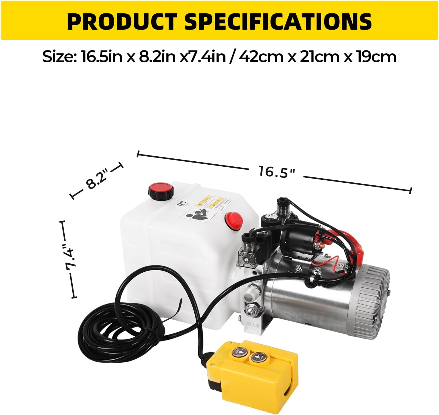 Hydraulic Power Unit 12V 3 Quart Hydraulic Pump Double Acting Sturdy Plastic Reservoir Electric Hydraulic Power Units for Dump Trailer Truck Hydraulic Lifting Systems