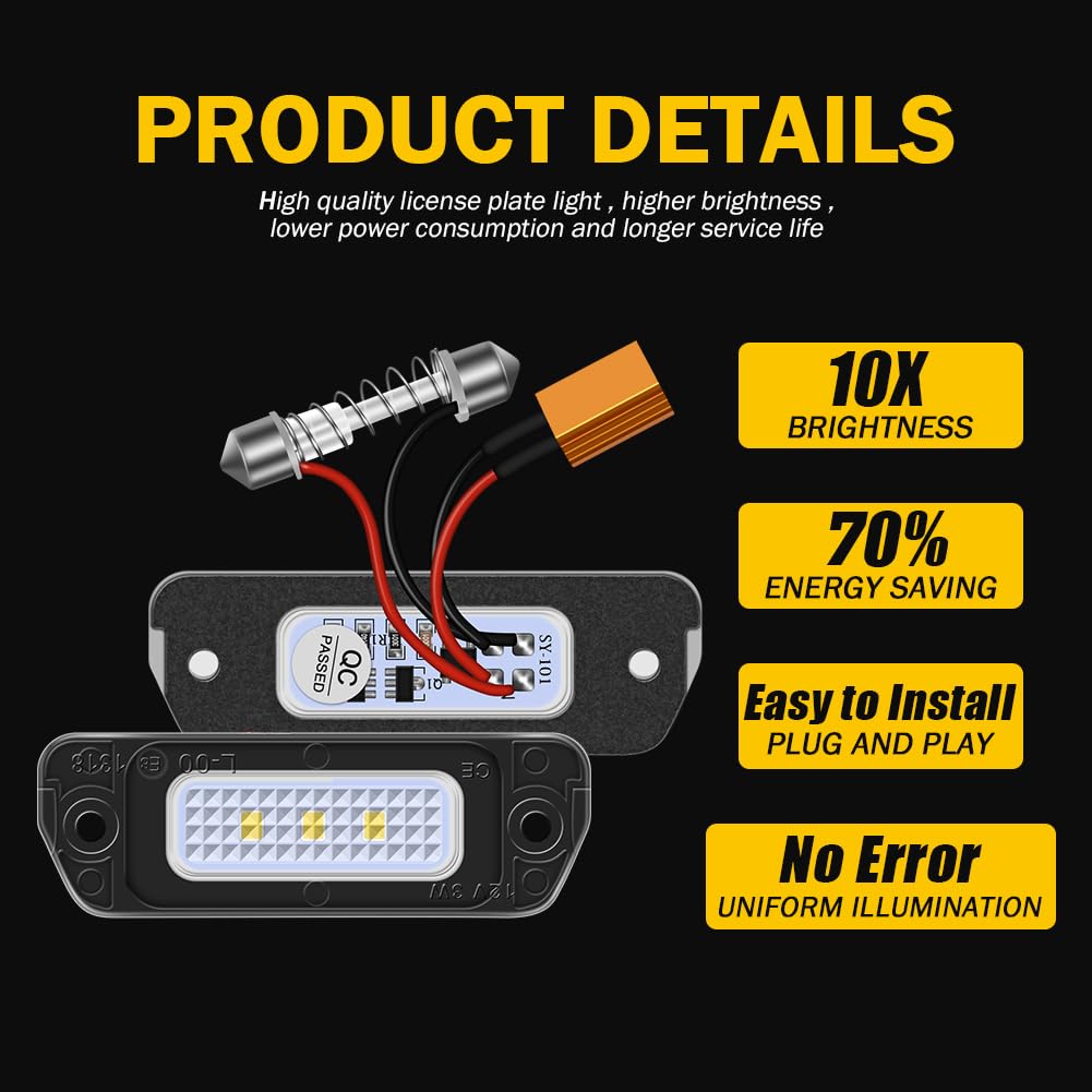 WinPower LED Luci Targa 3SMD Numero Lampadine Targa 6000K Bianco con Canbus Compatibile con Mercedes-Benz ML GL R Classe W164 X164 W251 V251, 2 pezzi