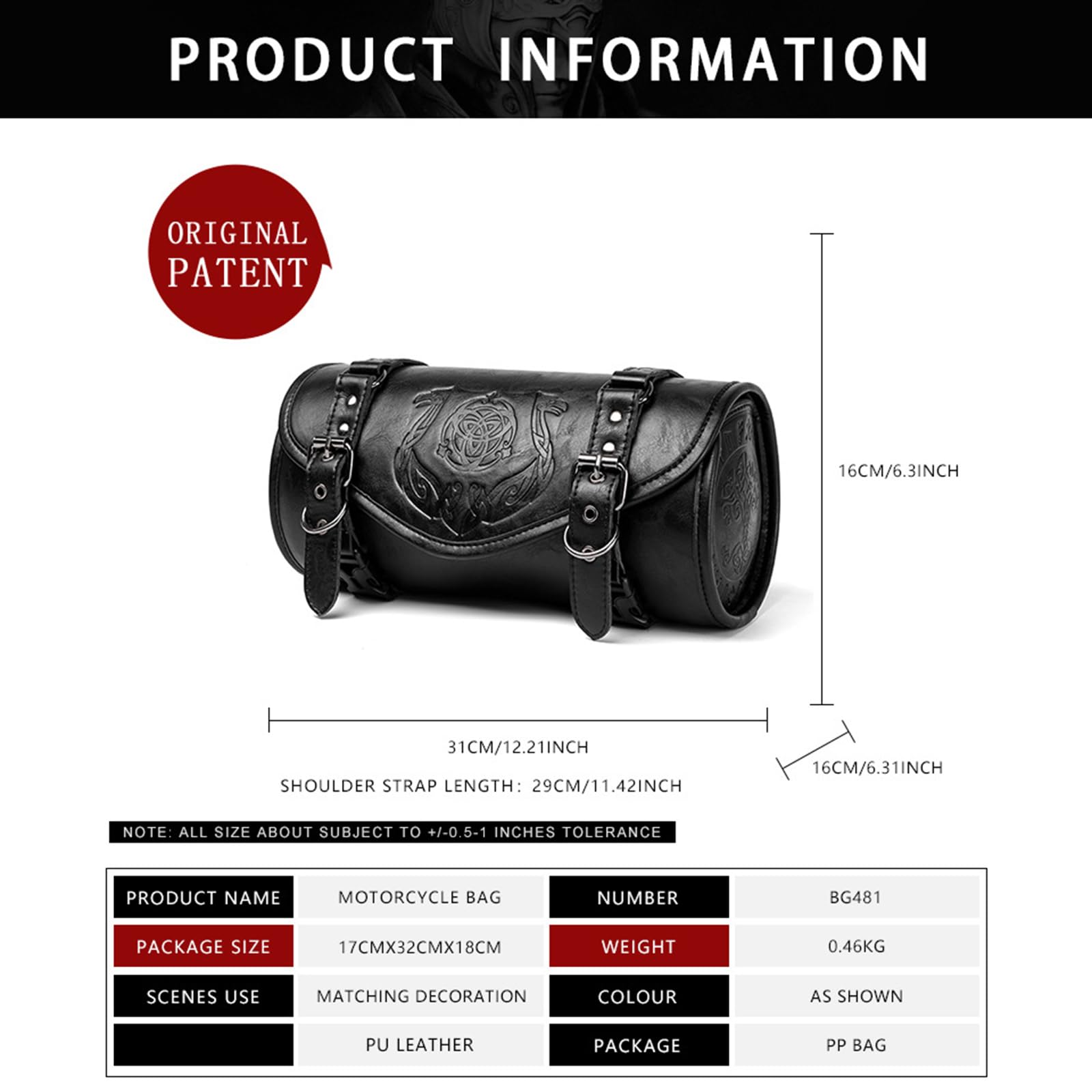 Sac de rangement pour guidon de moto punk - Plusieurs poches - Sangles de montage sécurisées - Design ergonomique - Sacoches de selle de moto en cuir