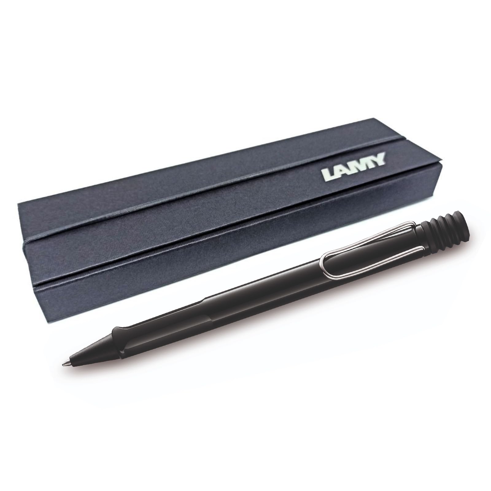 Lamy Safari Ballpoint Pen with ergonomic grip & line width M - for pleasant long writing - made of robust ASA plastic โ including large capacity refill M 16 (Gift Box, Glossy Black) โ image 1