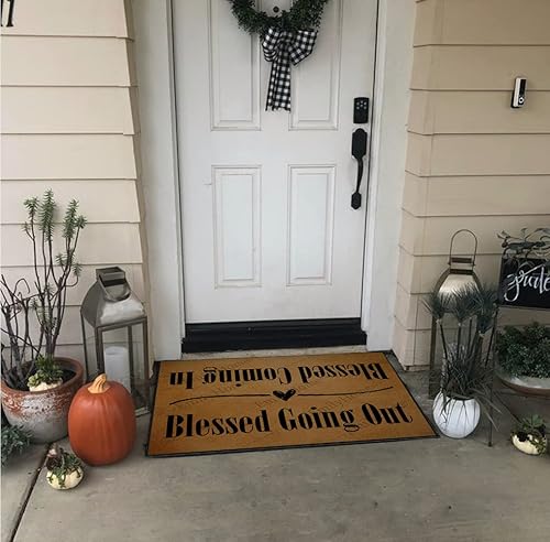 Miniatura 2 de ZUYOENCO Tapete para puerta delantera, para entrada interior, con texto en inglés "Blessed Coming in Blessed Going Out", alfombra de entrada