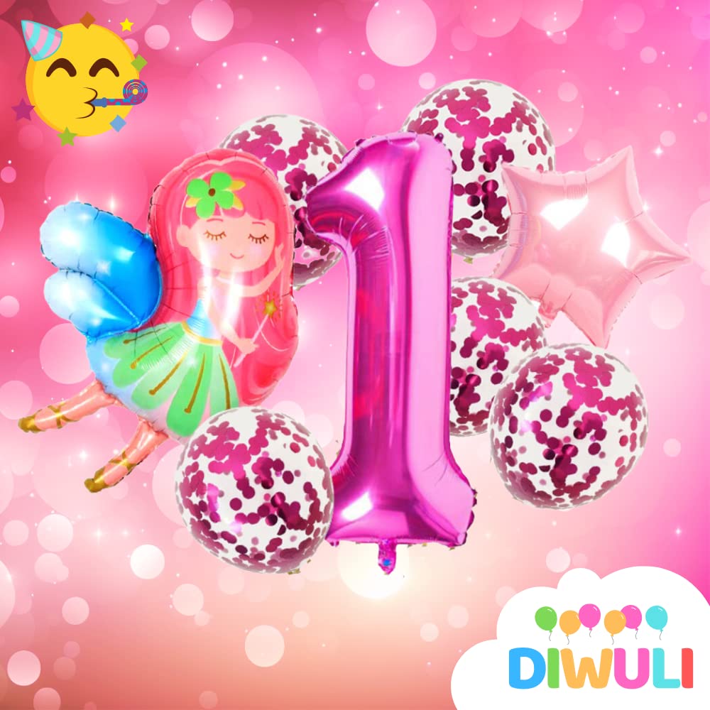 5 Folienballons Für Mädchengeburtstag – Feen, Schmetterlinge, Gänseblümchen, Inkl. Stern & Rundballon