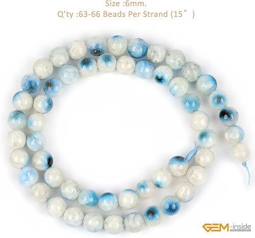 Miniatura 109 de GEM-Inside - Cuentas sueltas de piedra de lava negra natural de 0.315 in para hacer joyas, 15 pulgadas Cordierita de grado A