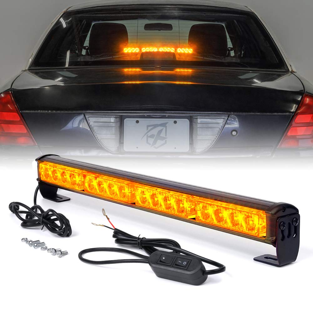 Xprite 18 Yellow/Amber 7 Modes Traffic Advisor Emergency Warning Vehicle Strobe Light Bar Kit