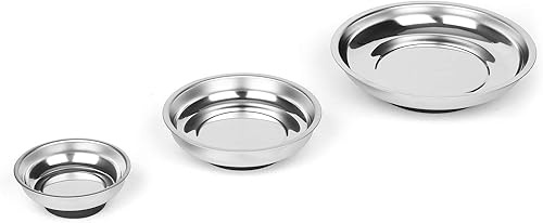 Miniatura 9 de Mayouko Juego de bandejas de piezas magnéticas de 3 piezas, soporte para platos de acero inoxidable, para tornillo, tuercas, pernos, piezas