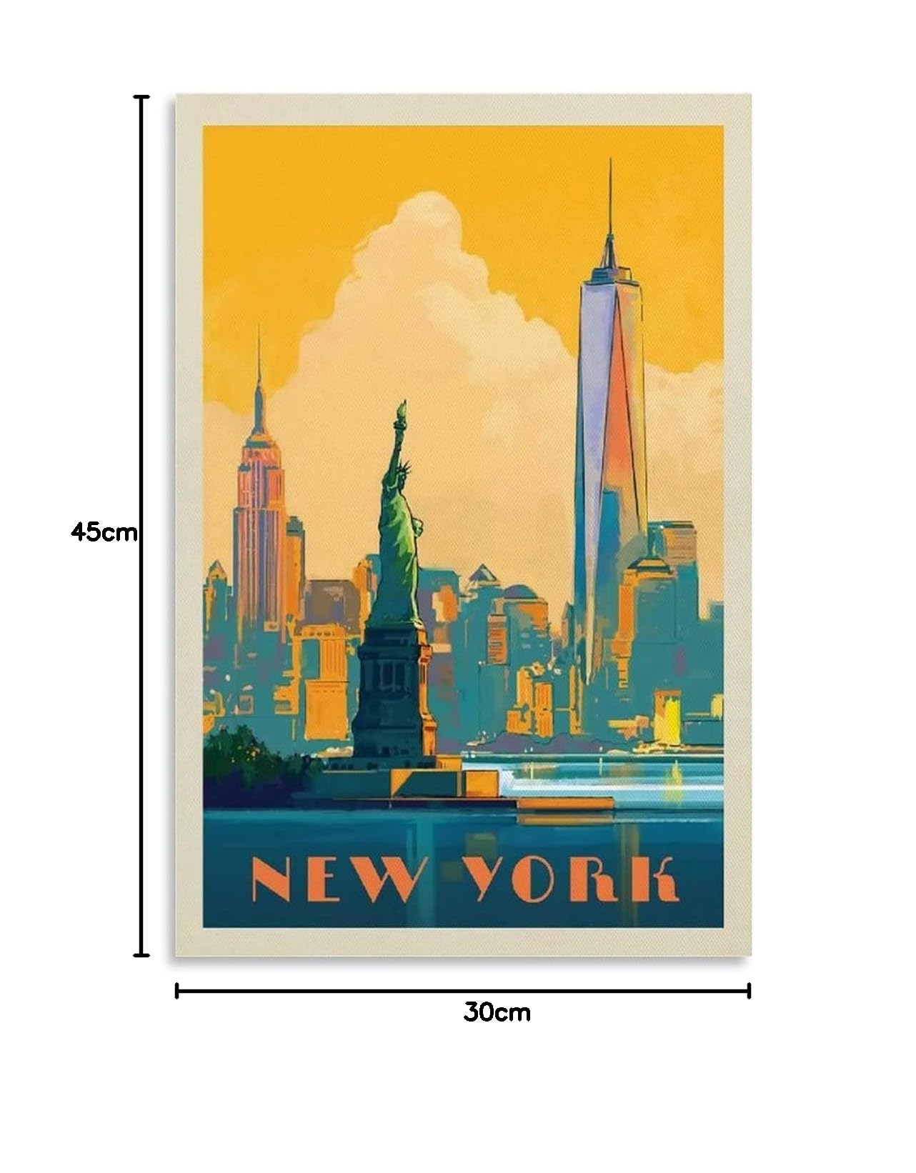 Poster Sur Toile New York City Style Vintage - Dimensions 30 X 45 Cm - Décoration Murale Pour Chambre, Salon