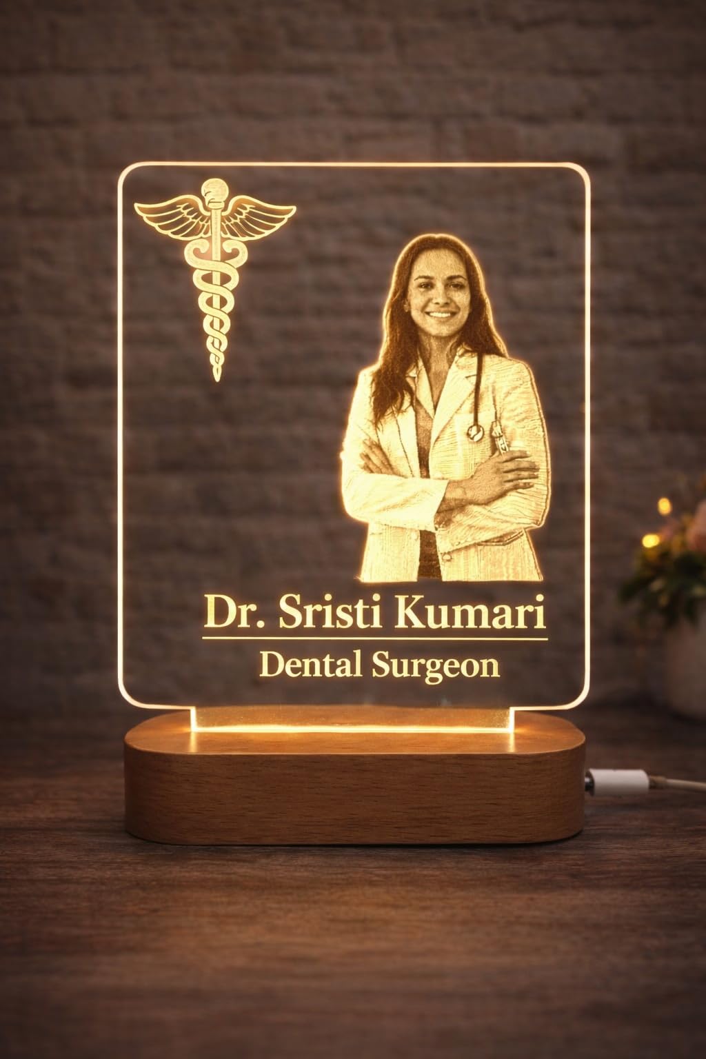 Personalized Photo LED Lamp with Name | Custom | Multicolor LED Lamp Gift for Anniversary, Birthday, Graduation | Doctor, Teacher, Advocate, Police (Warm White, Doctor)-picture-35