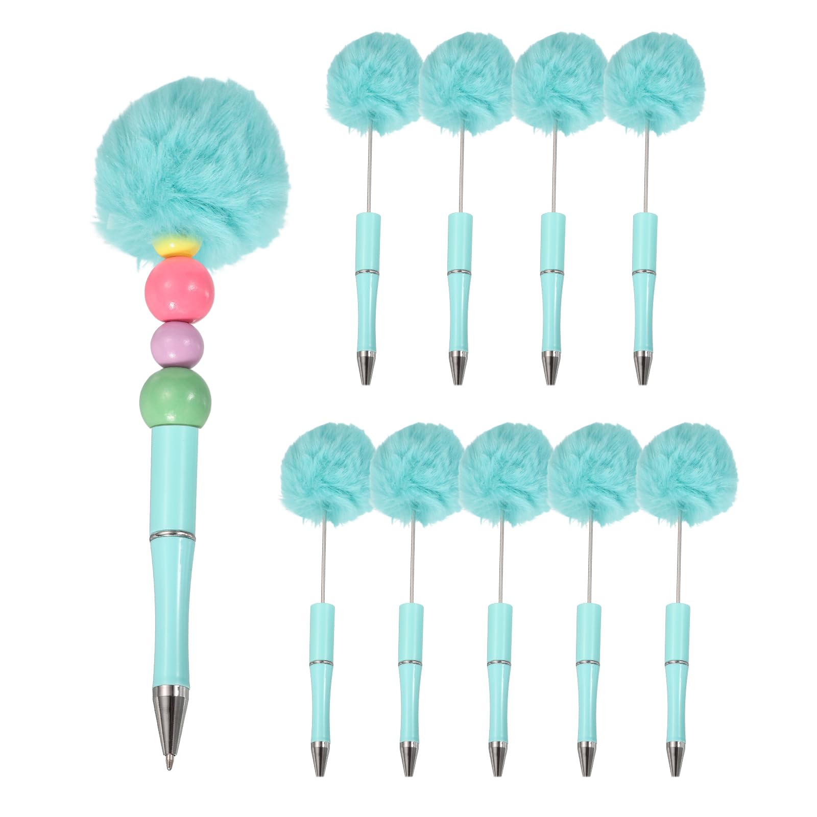 PATIKIL Pompom Ballpoint Pens, Fluffy Ball Pens Pom Pom Plastic Cute Beaded Pen for DIY Gift Writing Office Supplies - 10 Pcs (Blue)