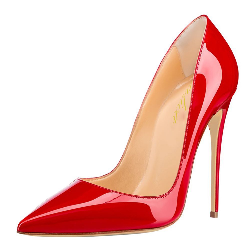 Lutalica W Zapatos de tacón alto de aguja, clásicos, de charol, puntiagudos, sexy, para fiesta, noche, boda
