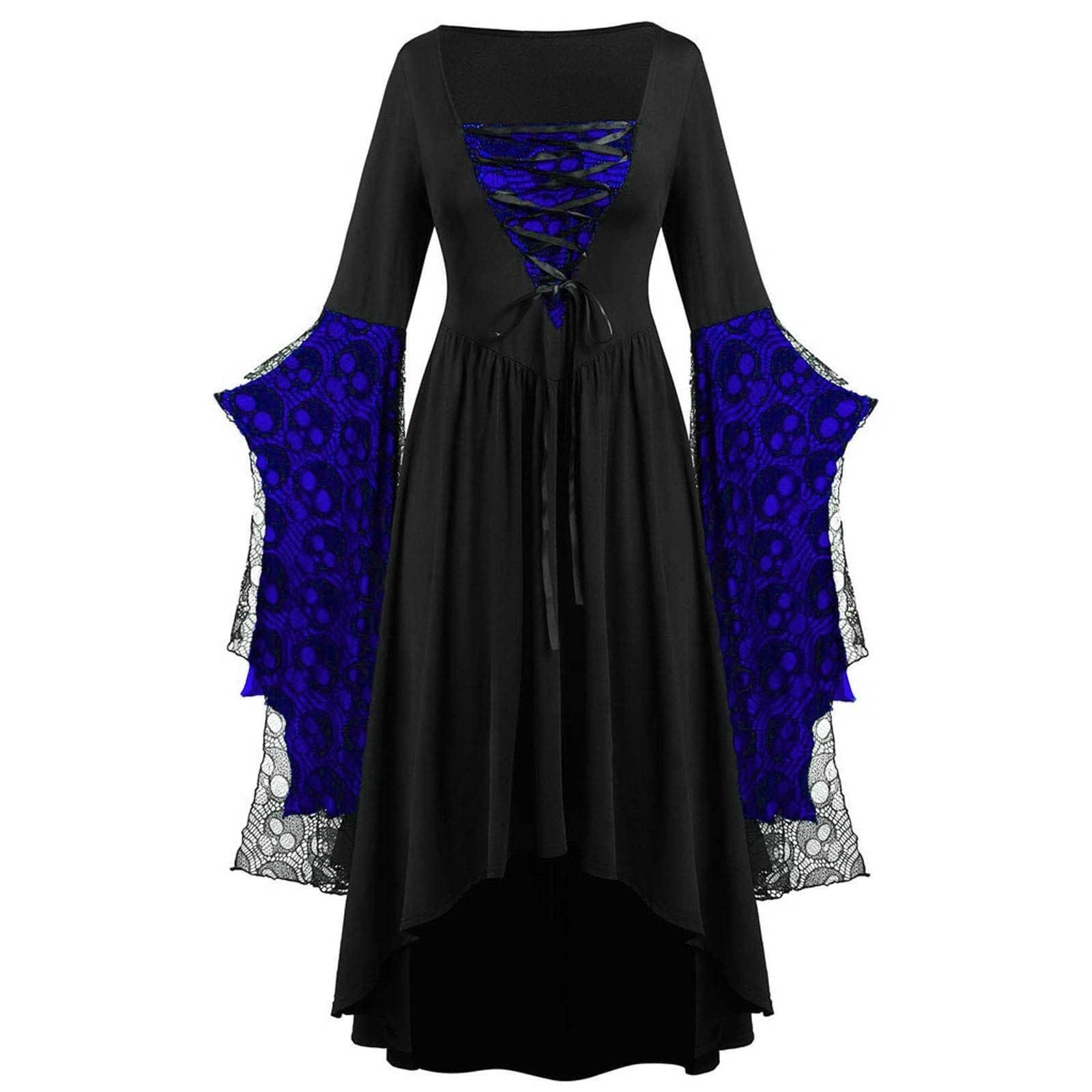 Halloween Costumes Victorian Witch Gothic Plus Size Dresses Medieval Costume Ladies Evening Party Prom Cocktail Swing Glad Rags Elegant Vintage Renaissance A-line Dress for Women Uk