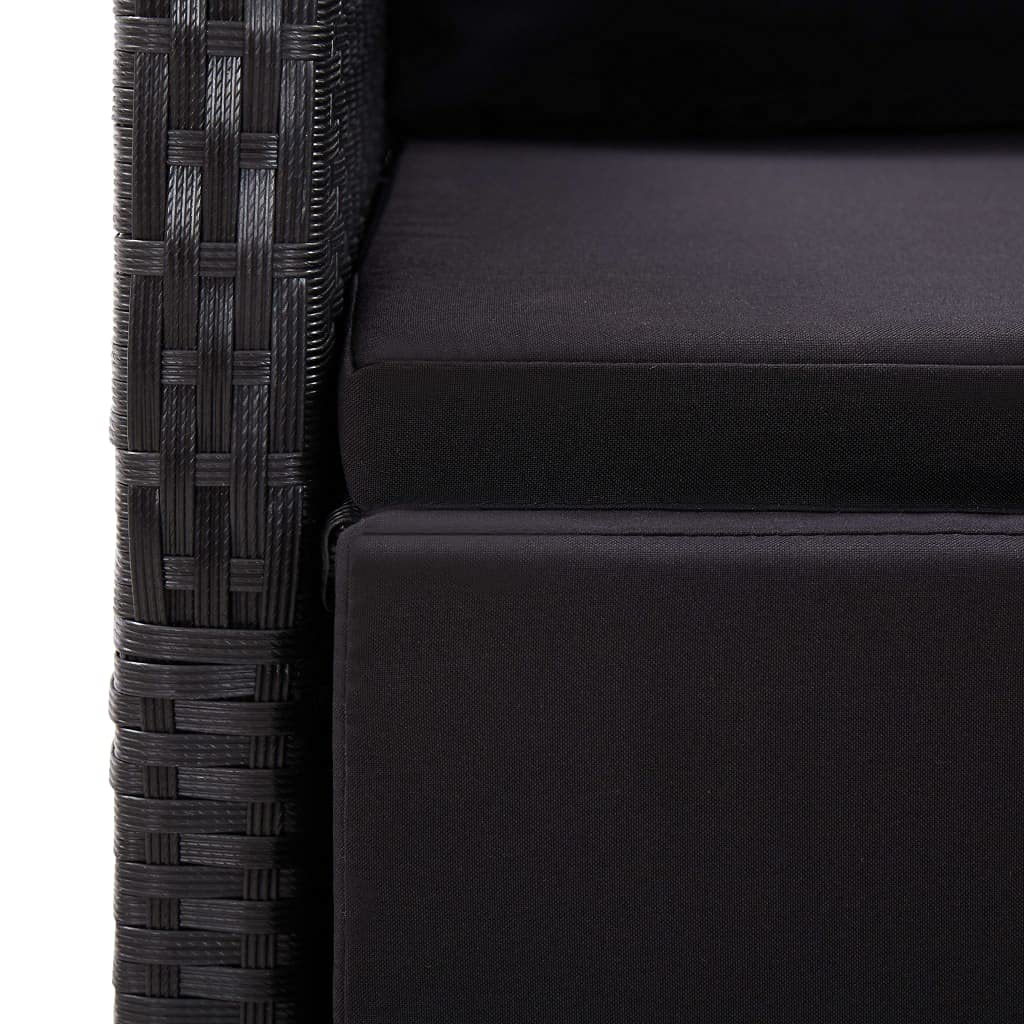 vidaXL 2x Sedie da Giardino Reclinabili e Cuscini Seggiola da Esterni con Cuscini Sdraio Arredo da Esterno Arredamento Giardino Polyrattan Nero