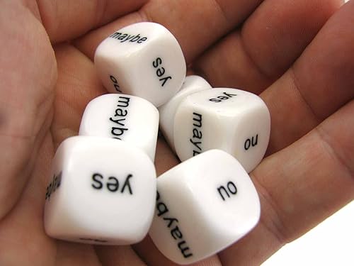 Miniatura 2 de Koplow Games Juego de 6 dados D6 de 0.630 in Yes, No, Maybe Decisions, color blanco con letras negras