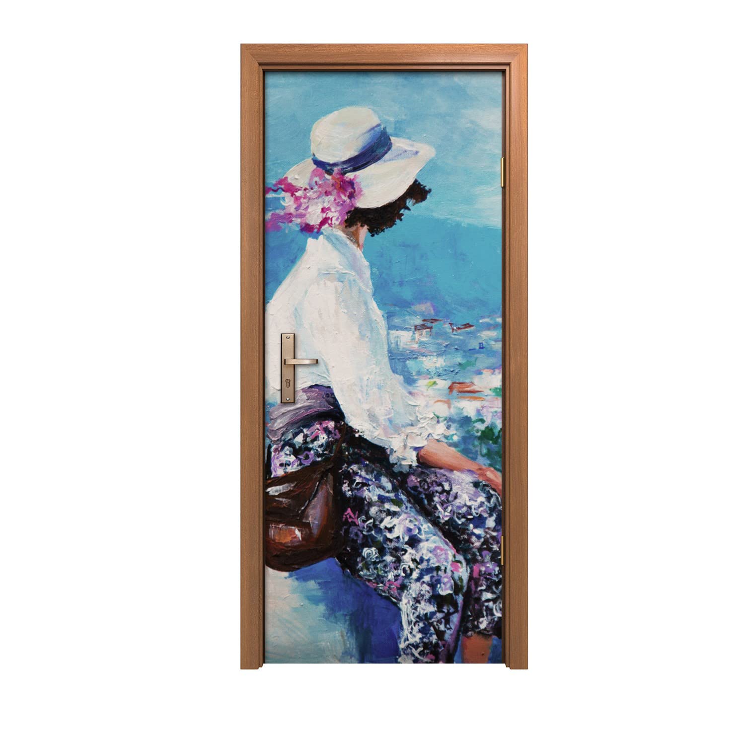 Autocollant de porte 90x200 décoration murale design intérieur design montagnes