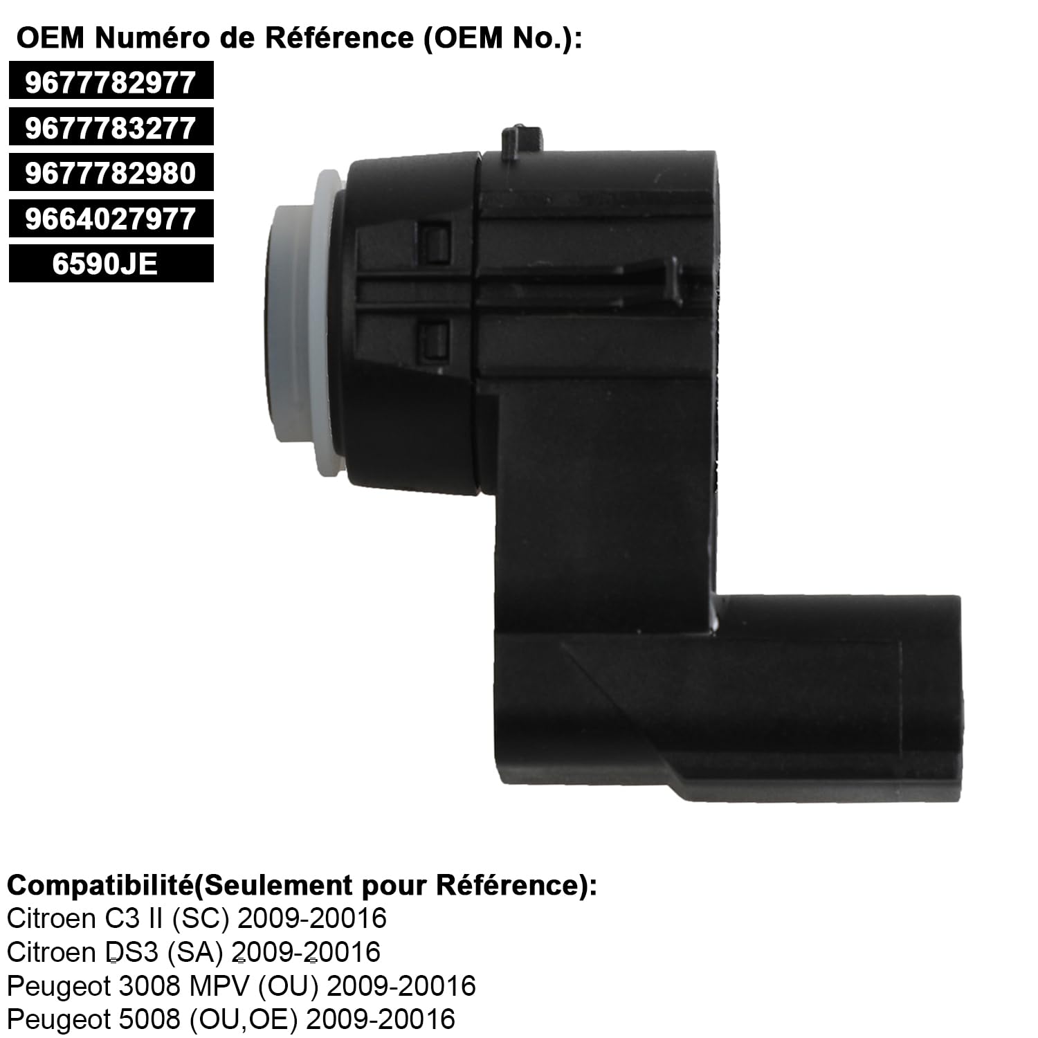 YAOPEI 4pcs Sensore di Parcheggio PDC per 3008 5008 C3 DS3 Parcheggio Radar di Avviso Radar di Recul 9677782977