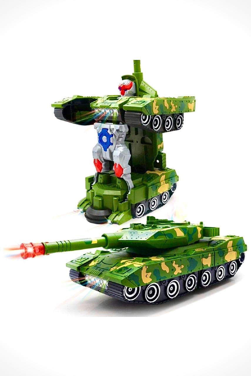 KIDZ CHOICE Electronic Robot Car Tank Deformation Robot Toy with Light, Music and Bump Function Tank Robot Toys