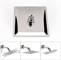 Vista 66 de NearMoon - Cabezal de regadera grande de acero inoxidable cuadrado de lujo en cascada, para instalar en el techo o la pared