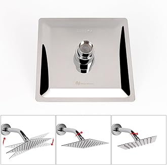 Nearmoon Rain Shower Head, High Flow Stainless Steel Square Rainfall Showerhead, High Pressure Design, Awesome Shower Experience Even At Low Water Flow (6 Inch, Chrome Finish)