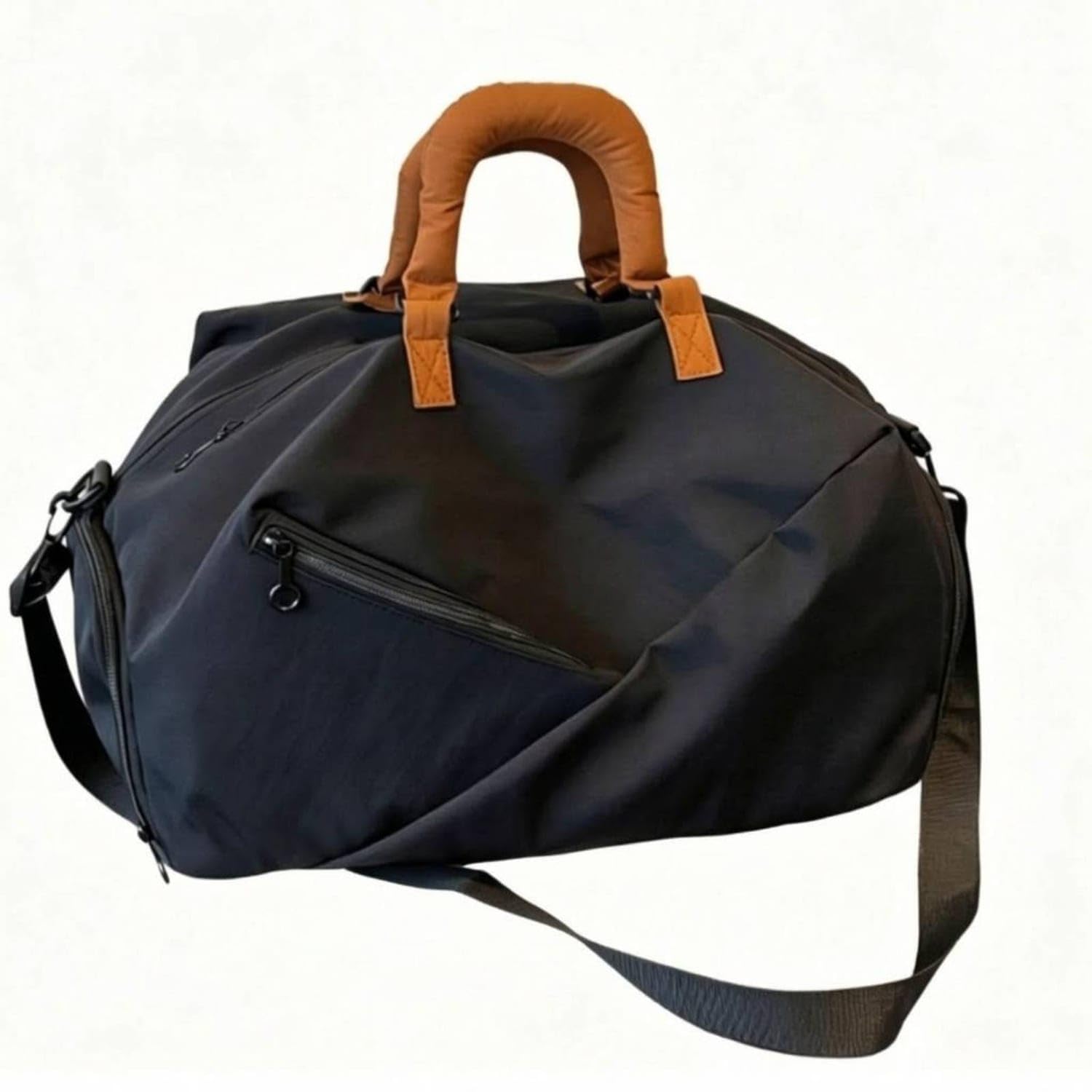 URJIX™ Lightweight Travel Duffel Bag Woven Material Sports Black | Main Storage Carry Options Everyday Black-image-47