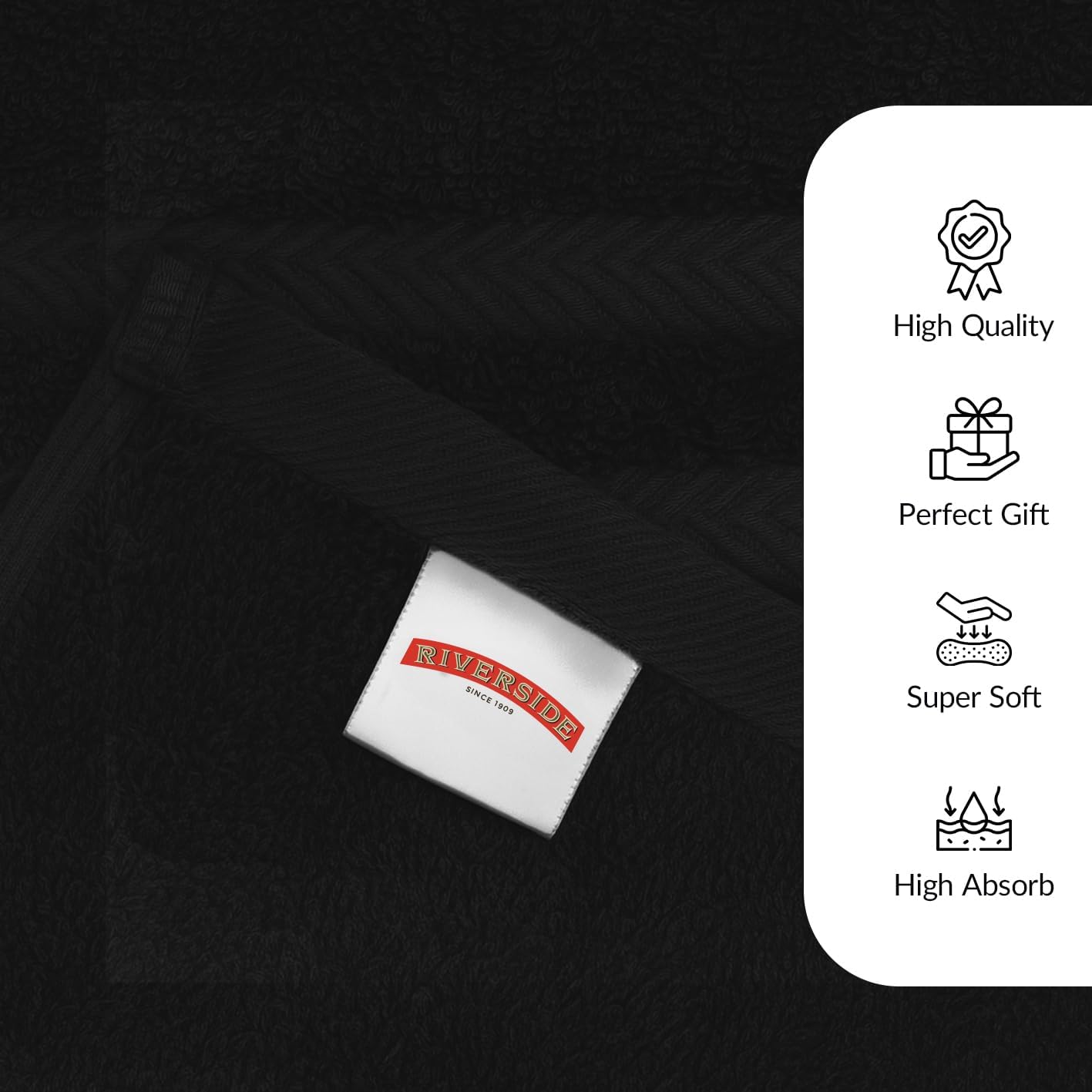 RIVERSIDE Pack of 2 Extra Large Bath Sheets 35 x 70 Inches - 100% Cotton Hotel Quality Oversized Bath Towels, Super Soft, Quick Dry & Highly Absorbent - Black